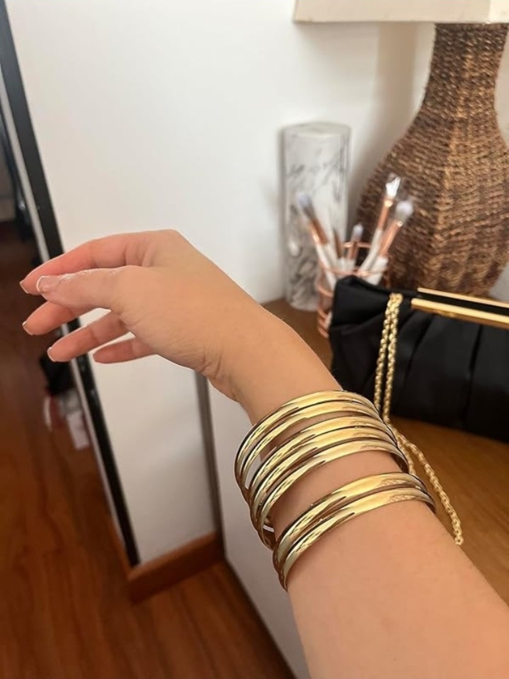 Gold Tone Stackable Bangle Bracelet Set - Women Jewelry